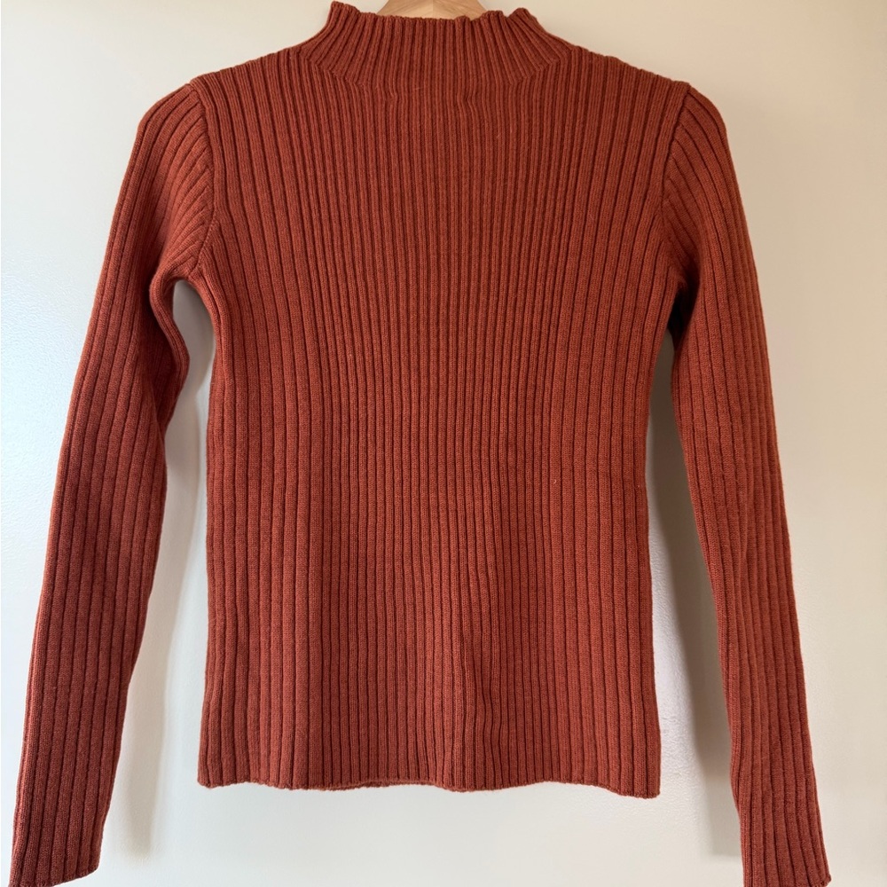 Micaela Greg Rib Variegated Turtleneck / Mockneck Rust 100% Wool